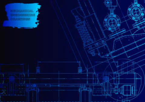 Cover. Vector engineering drawing. Mechanical instrument making Illustrazione stock