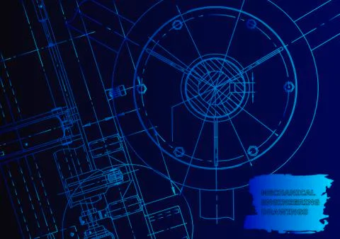 Cover. Vector engineering drawing. Mechanical instrument making 스톡 일러스트