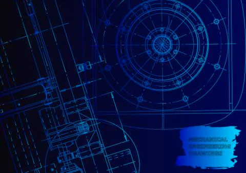 Cover. Vector engineering drawing. Mechanical instrument making イラスト素材