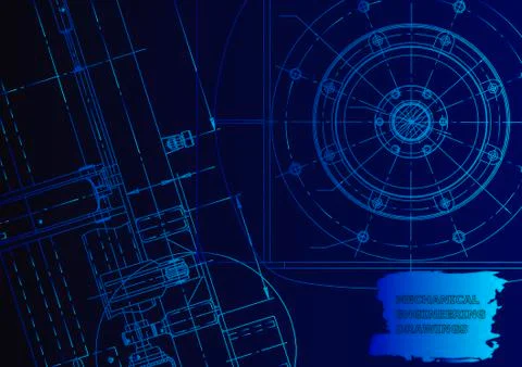 Cover. Vector engineering drawing. Mechanical instrument making Illustrazione stock