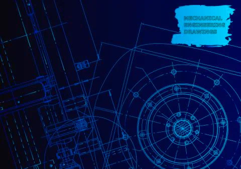Cover. Vector engineering drawing. Mechanical instrument making Illustrazione stock