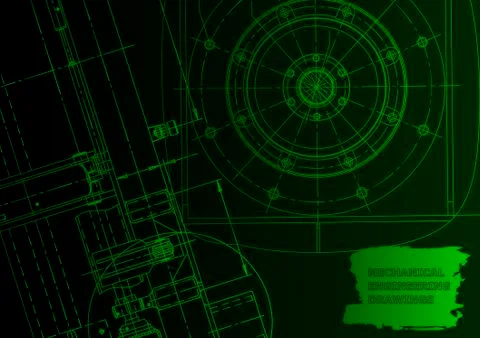 Cover. Vector engineering drawing. Mechanical instrument making Illustrazione stock