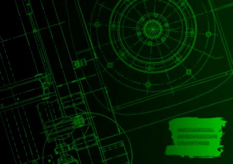 Cover. Vector engineering drawing. Mechanical instrument making Illustrazione stock