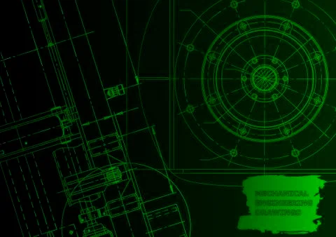 Cover. Vector engineering drawing. Mechanical instrument making Illustrazione stock