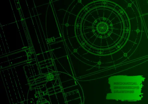 Cover. Vector engineering drawing. Mechanical instrument making Illustrazione stock