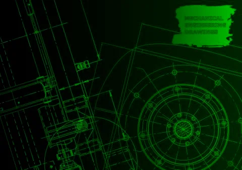 Cover. Vector engineering drawing. Mechanical instrument making Illustrazione stock