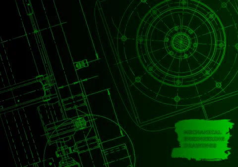 Cover. Vector engineering drawing. Mechanical instrument making Illustrazione stock