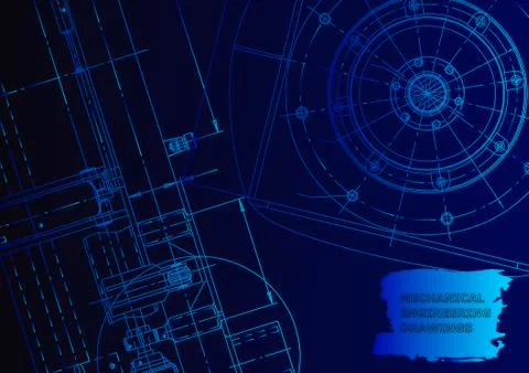Cover. Vector engineering drawing. Mechanical instrument making Illustrazione stock