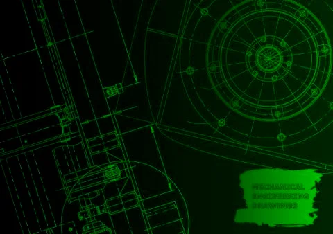 Cover. Vector engineering drawing. Mechanical instrument making Illustrazione stock