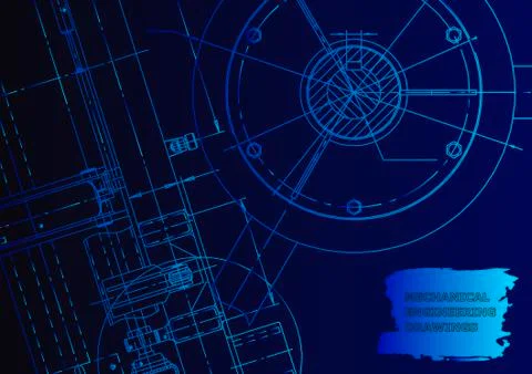 Cover. Vector engineering drawing. Mechanical instrument making Illustrazione stock
