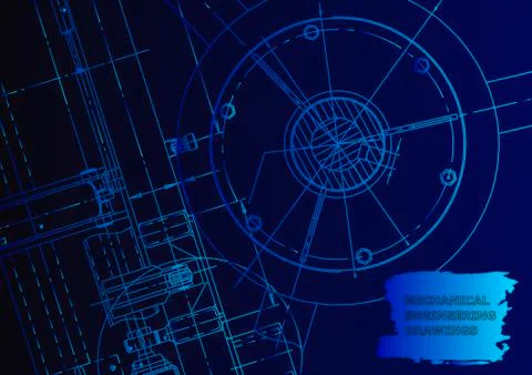Cover. Vector engineering drawing. Mechanical instrument making 스톡 일러스트