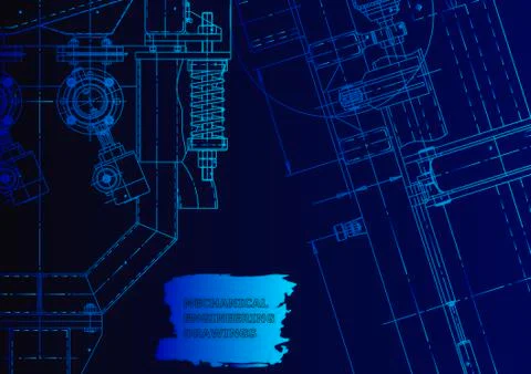 Cover. Vector engineering drawing. Mechanical instrument making Illustrazione stock