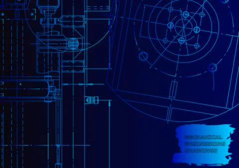 Cover. Vector engineering drawing. Mechanical instrument making Illustrazione stock