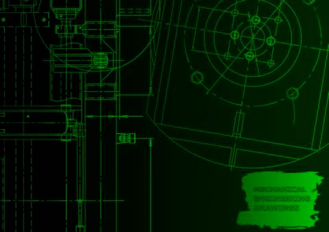 Cover. Vector engineering drawing. Mechanical instrument making Illustrazione stock