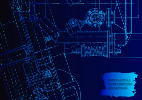 Cover. Vector engineering drawing. Mechanical instrument making Illustrazione stock