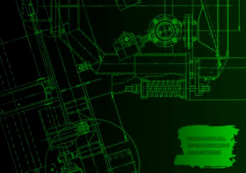 Cover. Vector engineering drawing. Mechanical instrument making Illustrazione stock