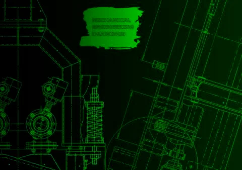 Cover. Vector engineering drawing. Mechanical instrument making Illustrazione stock