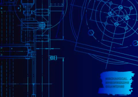 Cover. Vector engineering drawing. Mechanical instrument making Illustrazione stock