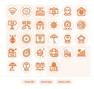 Coverage Essential Vector Set including 28 Pixel Aligned Bold Line High Res.. Stock Illustration