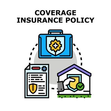 Coverage insurance policy protecting assets and health Stock Illustration