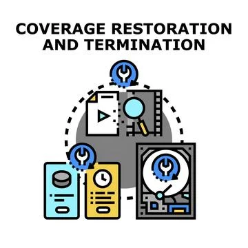 Coverage restoration and termination process concept Stock Illustration