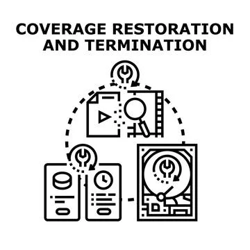 Coverage restoration and termination process concept Stock Illustration