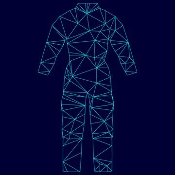 Coverall low poly triangulation triangulated polygonal electric cyan blue vib Ilustración de archivo