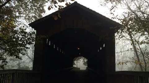Covered Bridge 2 Fog Stock Footage 42966342