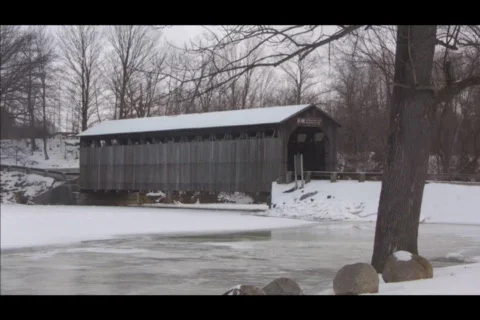Covered bridge composite 2 720 Stock Footage 629025