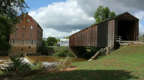 Covered Bridge Mill Timelapse Video stock 843684