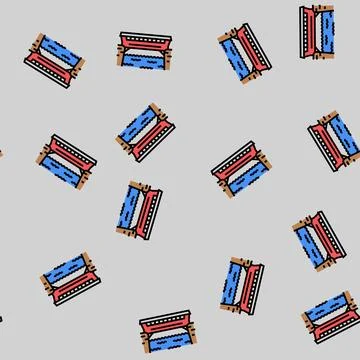 Covered bridge vector seamless pattern Stock Illustration