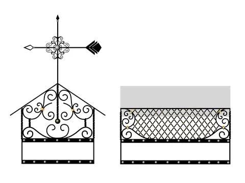 Covered on the chimney. Fireplace decor. Forged facade element. Artistic forg Stock Illustration