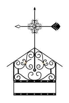 Covered on the chimney. Fireplace decor. Forged facade element. Artistic forg Stock Illustration