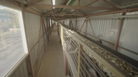 Covered conveyor for wood processing at pulp and paper plant 스톡 동영상 290515963