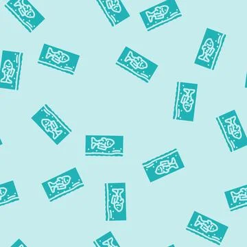 Covered fish ocean glyph vector seamless pattern Ilustración de archivo