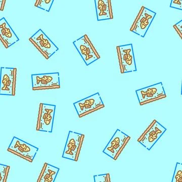 Covered fish ocean vector seamless pattern Stock Illustration