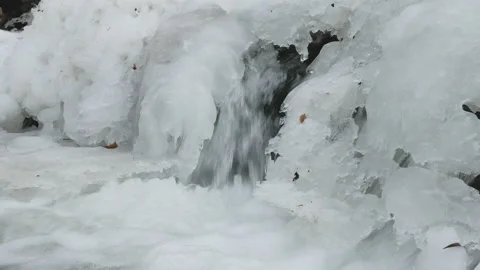 Covered with ice waterfall. Stock Footage 147322221