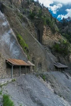 Covered mountain pass Stock Photos