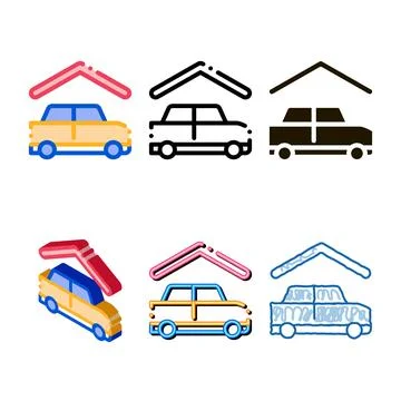 Covered parking icon simplified vector outline イラスト素材