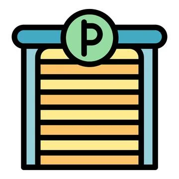 Covered parking icon vector flat Stock Illustration