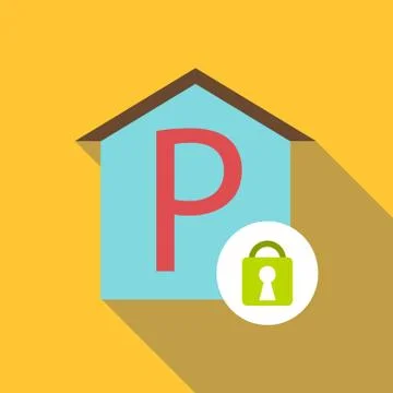 Covered parking place icon, flat style Stock Illustration
