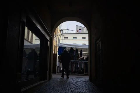 Covered passageway in the shade Stock Photos