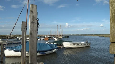 Covered sailing boats Stock Footage 130105345