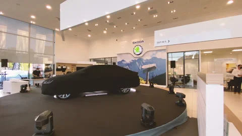 Covered Skoda Octavia Hydrogen Model Before Unveiling Stock Footage 289071654