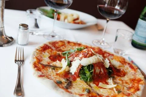 Covered table in the pizzeria Stock Photos