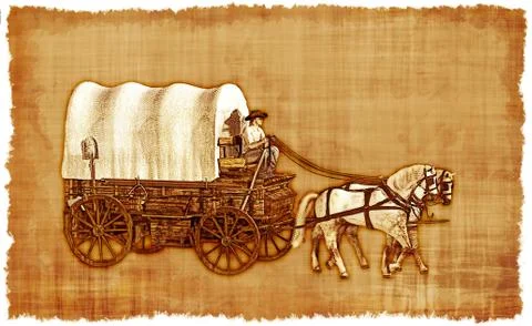 Covered Wagon Parchment-2 Stock Illustration