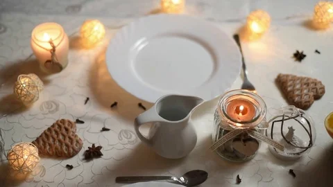 Covering christmas table Stock Footage 83143817