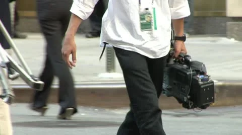 Covering an event with News Camera Camera Crew Stock Footage