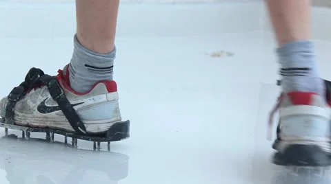 Covering the ground with rosin - work process - detail Stock Footage 65767636