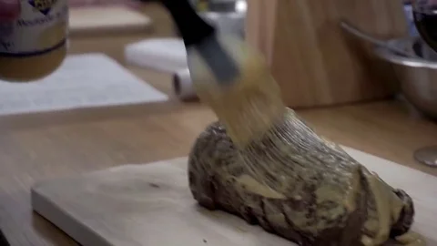 Covering meat Stock Footage 79507562